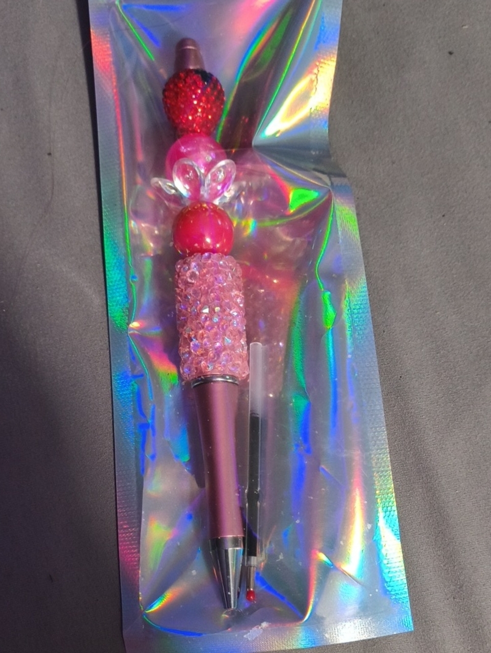 Pink Crystal Beaded Ballpoint Pen